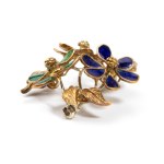 Gold enameled brooch