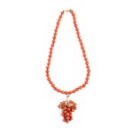 Mediterranean coral pendant necklace