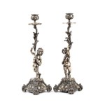 A pair of Italian solid silver candlesticks