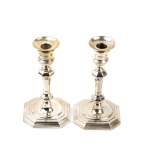 A pair of Italian solid silver candlesticks
