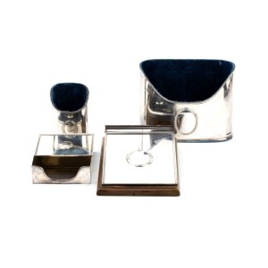 A lot of solid silver Italian writing desk items