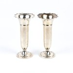 A pair of English sterling silver vases