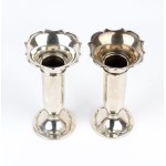 A pair of English sterling silver vases