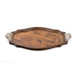Italian wooden and solid silver tray