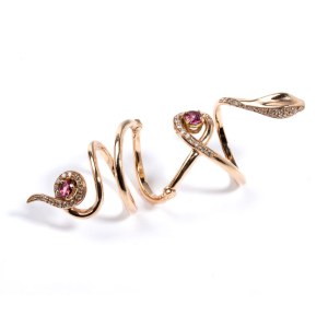 Diamond tourmaline gold ring