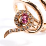 Diamond tourmaline gold ring