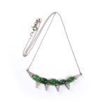 Emerald diamond gold necklace