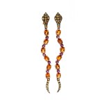 Diamond tourmaline and citrine quartz gold earrings