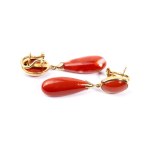 Coral gold earrings