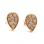 A pair of geometric gold and diamond earrings