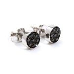 Pair of gold earrings with black diamonds