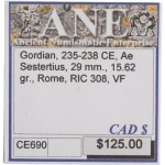 Ancient Roman. 235-238 AD. Gordian III Æ Sestertius 29 mm