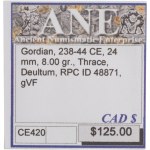 Antica provincia romana, Tracia. 238-244 d.C. Gordiano III, moneta d’argento, 24 mm