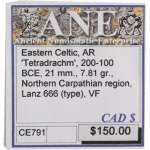 Ancient Eastern Celtic 200-100 BC AR Tetradrachm