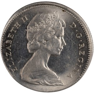 Kanada 1968, 25 Cent, geprägt auf einem 5-Cent-Rohling (Fehler)