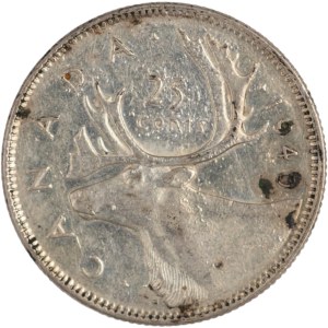 Canada 1940 Silver 25 Cents Mass of Dots Error
