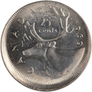 Canada 1969 25 Cents Off Centre Strike Error