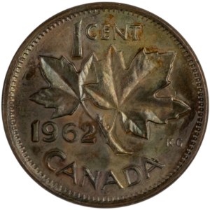 Canada 1962 Cent Struck Through Error
