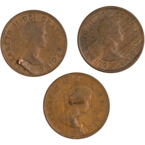 Canada 1955-1963 Cents Lamination Errors (3 pieces)