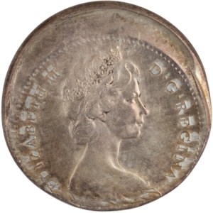 Kanada 1965, Silber, 10 Cent, Prägefehler (außermittig)