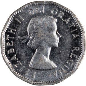 Canada 1953, variété « castor chauve » de 5 cents