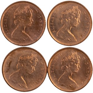 Canada 1969 1 Cent Double Dates (4 pieces)