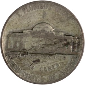 United States 1945-P Silver 5 Cents Lamination Error