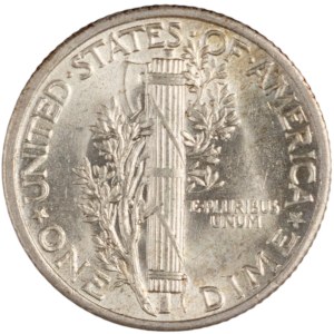 United States 1936 Silver 10 Cents Die Break