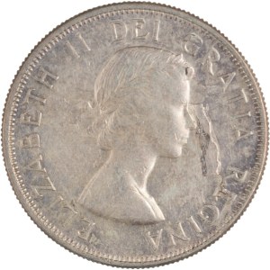Canada 1958 Silver 50 Cents Lamination Error
