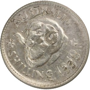 Australia 1950 Silver Shilling Double Struck Error