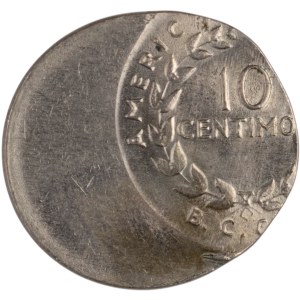 Costa Rica 10 Centimos Off Centre Strike Error