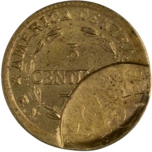 Costa Rica 1947 5 Centimos Partial Brockage Error