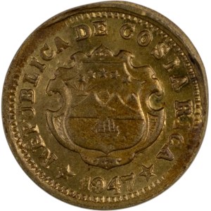 Costa Rica 1947 5 Centimos Partial Brockage Error