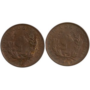 Colombia 1969 1 Centavo - Overdate Error (2 pieces)