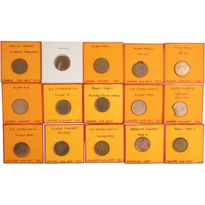 Lot de pièces canadiennes de 1 cent présentant des défauts : double frappe, découpage, etc. (15 pièces)