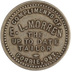 Canada c.1902 Merchant Token Gorrie Ontario South Africa Boer War E.L. Morren