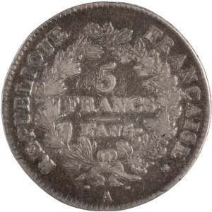 France 1796 Year 5 Silver 5 Francs Hercules F.288.5