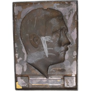 Germany WWII Era Adolf Hitler Plaque with Swastikas R.B. Ges. Gesch