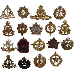 Canada / Great Britain WWI-Post War Lot of Cap Badges (18 pieces)