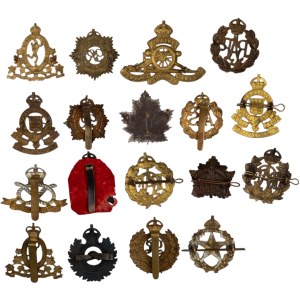 Canada / Great Britain WWI-Post War Lot of Cap Badges (18 pieces)