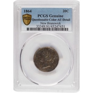 Canada New Brunswick 1864 Silver 20 Cent
