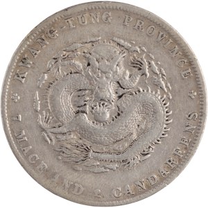 China 1890-1908 Kwangtung Silver Dragon Dollar