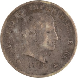 Italy 1812 Napoleonic Kingdom of Italy Silver 5 Lire