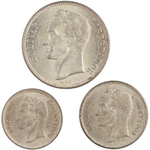 Venezuela 1954 Silver Coin Lot (3 pieces)