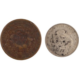 Čína 1890–1908, 20 centov a 10 kaš (2 kusy)
