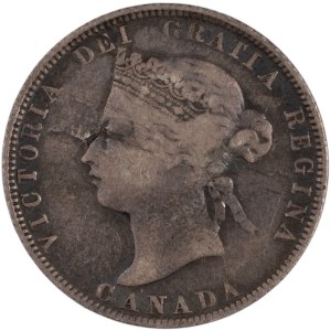 Canada 1874H Silver 25 Cents Lamination Error
