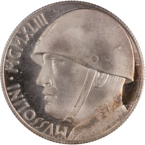 Itálie 1928, 20 lir, Mussolini, MCMXLIII, fantazijní mince