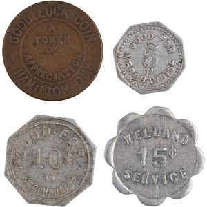 Canada & US Hamilton, Kingsville, Welland, Lindsborg Kansas Merchant Token Lot (4 pieces)