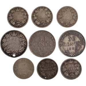 Canada & Newfoundland Lot of Silver Coins (9 pieces)