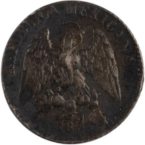 Mexico 1874 CH M Silver 5 Centavos Crude Date